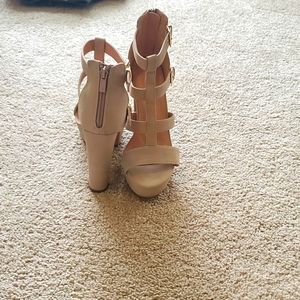 Tan thick heel and soul shoes